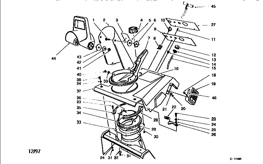 Upper Shroud Assembly 1 Diagram and Parts List for 320 28222-8900001 & UP Lawn Boy Snow Blower